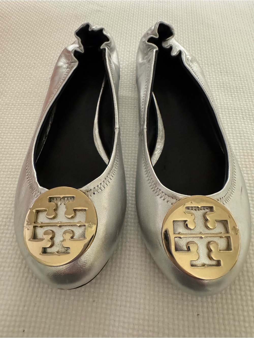 Tory Burch silver ballet flats
